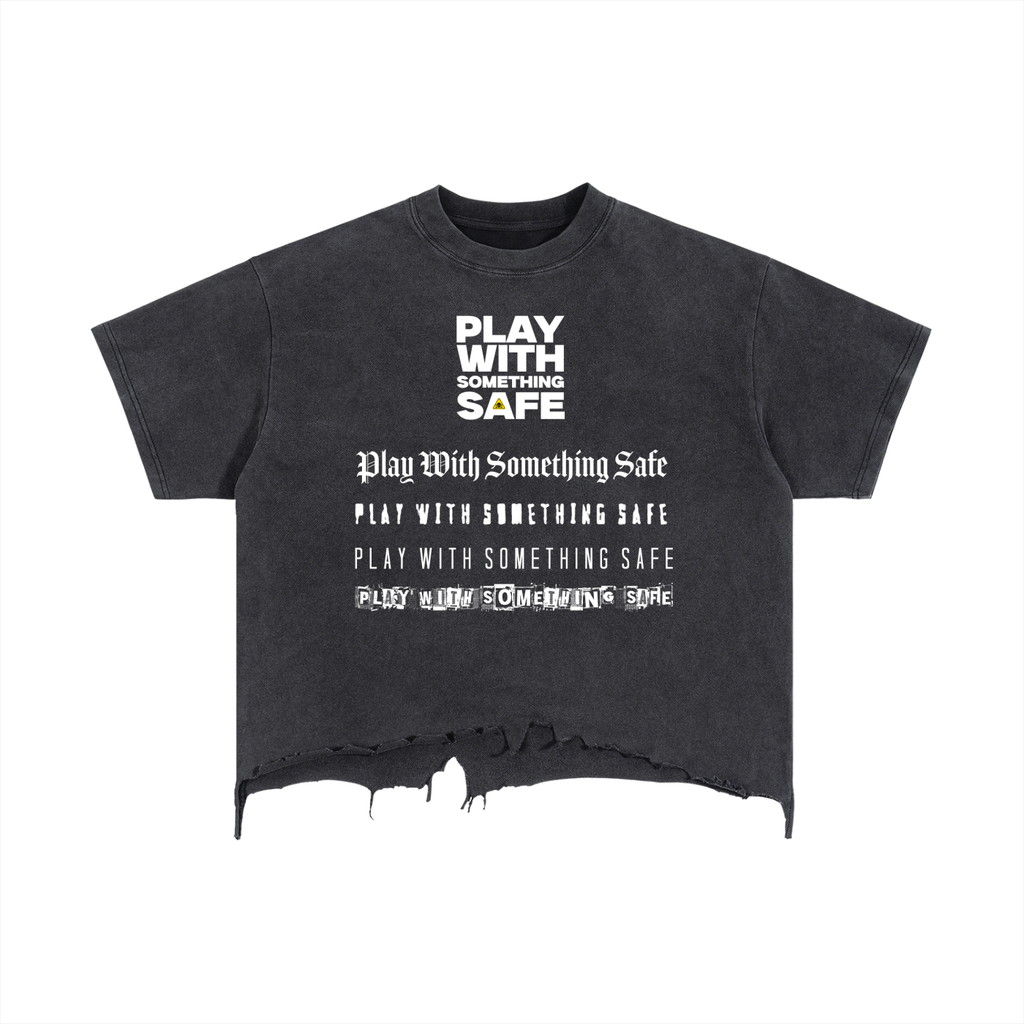 Play With Something Safe Vintage Wash Boxy Distressed Hem T-Shirt