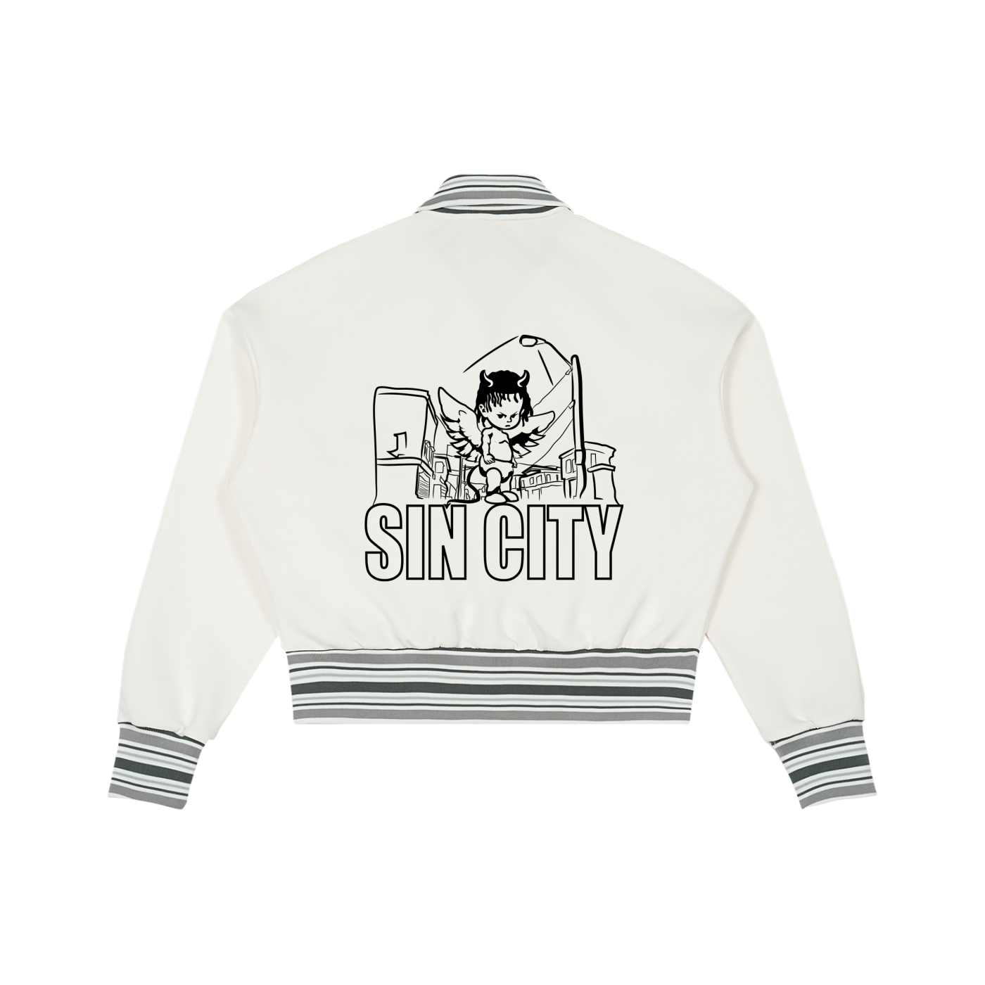 Sin City Striped Rib Collar Zip Jacket