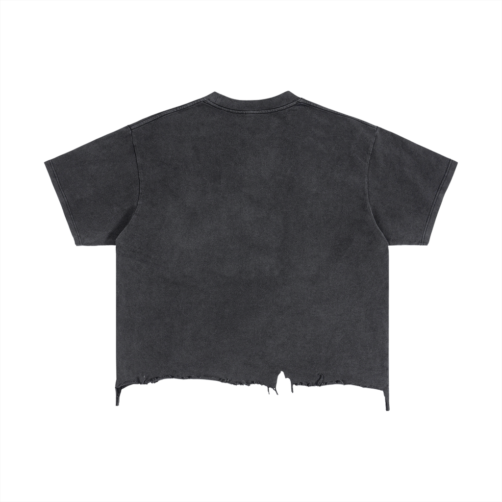 Play With Something Safe Vintage Wash Boxy Distressed Hem T-Shirt