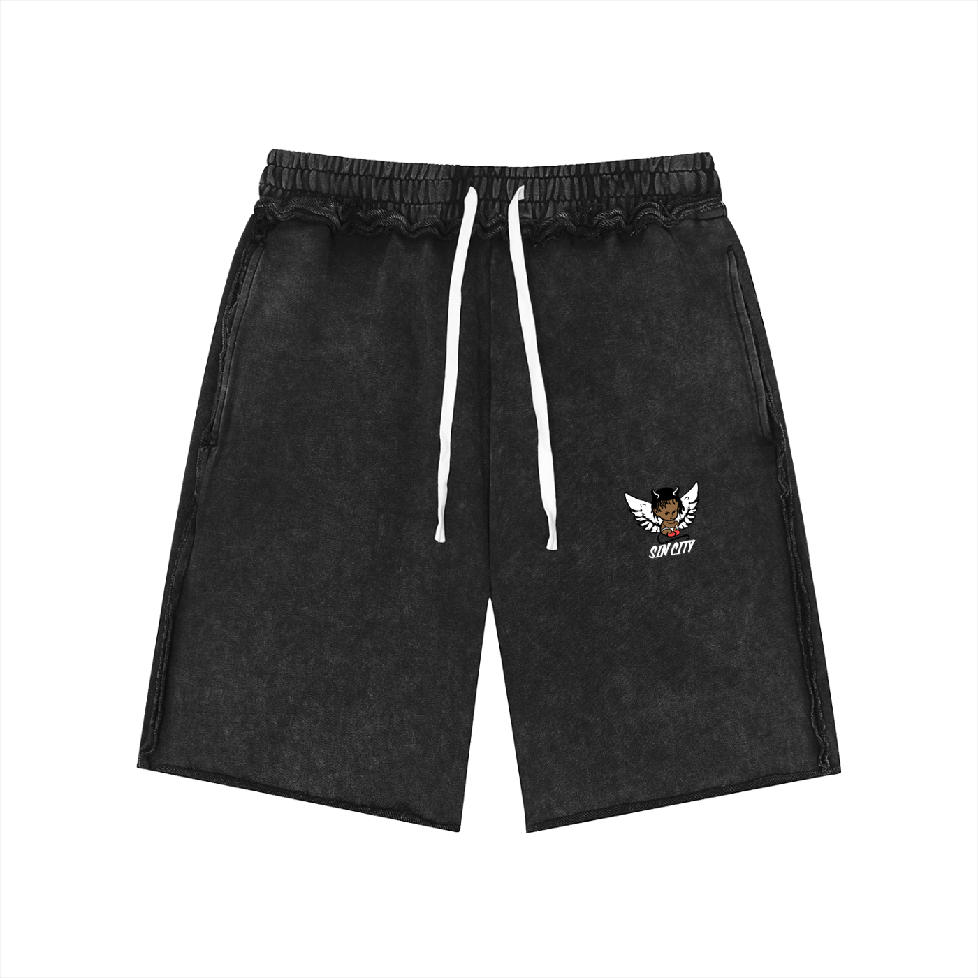 Unisex Mineral Wash Raw Edge Shorts